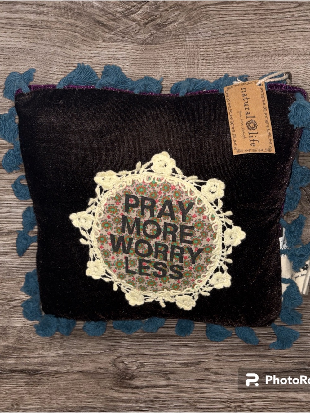 Natural Life "Pray More Worry Less" Bungalow Mother's Day Small Pillow NWT